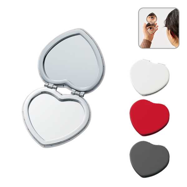 全面印刷できる合皮コンパクトミラー ハート